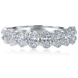 2.25 Ct Oval Lab Grown Diamond Half Eternity Wedding Band 14k White Gold 