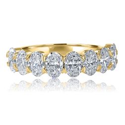 2.25 Ct Oval Lab Grown Diamond Half Eternity Wedding Band 14k Yellow Gold 