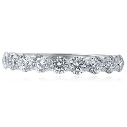 1 Carat Lab Grown Diamond Wedding Band 14k White Gold (9 Stones)