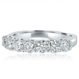 7 Stone Round Diamond Wedding Band 14k White Gold (1.27 ctw)
