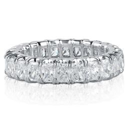 Radiant Diamond Eternity Wedding Band 18k White Gold 