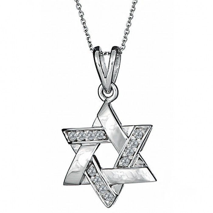 Diamond Star of David Pendant Necklace 