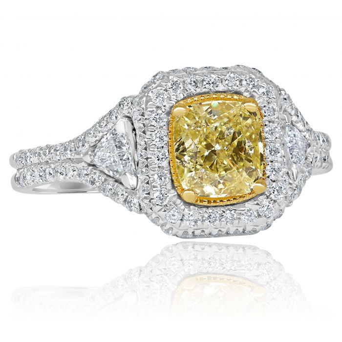 1.86ct Cushion Round Cut Engagement Bridal Accent designer Ring 14k White Gold 