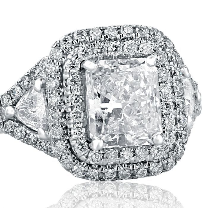 Trillion Cut Diamond 2.20CT 14KT White Gold Over Engagement & Wedding Ring 925 