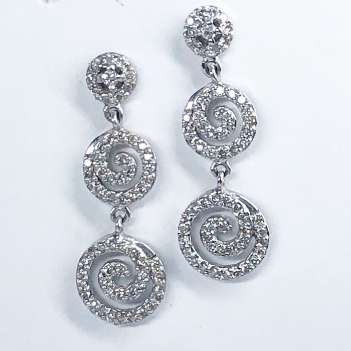 Vintage Style Silver Crystal & Diamante Drop Down Dangle Dangly Stud Earrings UK 