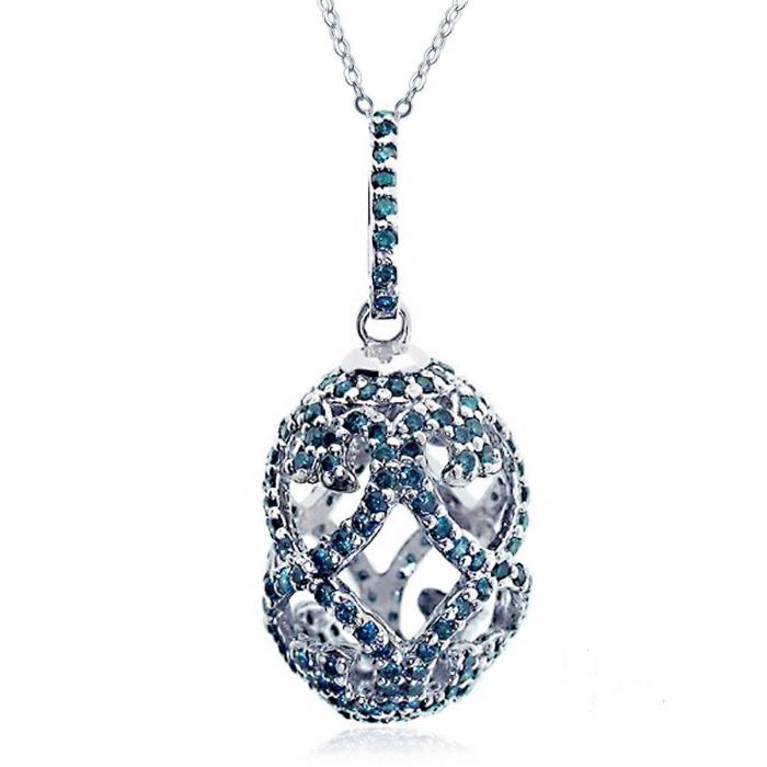 Blue Diamond Faberge Egg Pendant 
