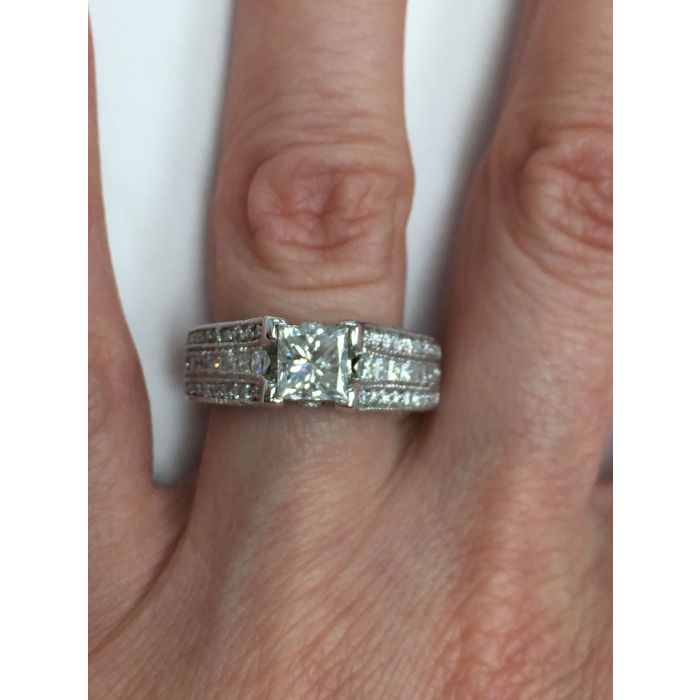 2.20 Ct Princess Cut Diamond Full Eternity Wedding Band Ring 14K White Gold Over 