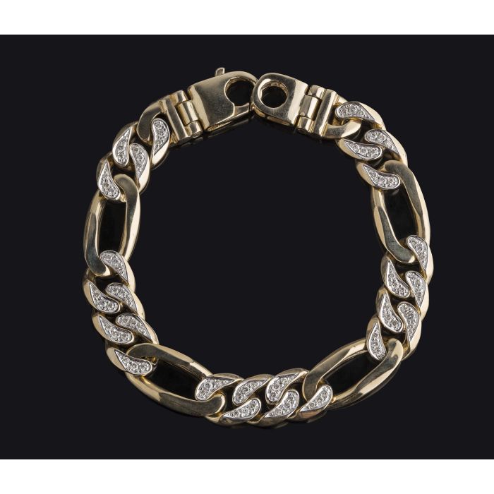Figaro Link Bracelet 14k Yellow Gold 