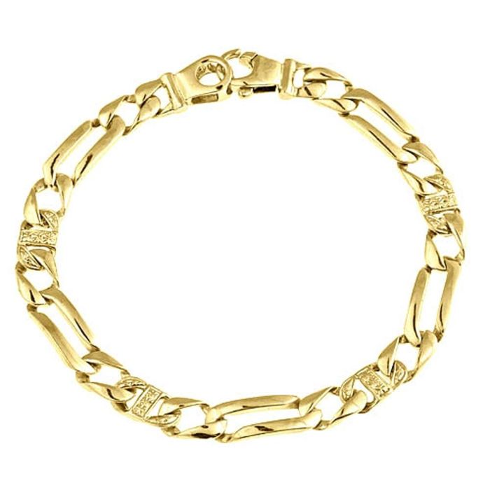 Men's Flat Cuban Figaro Link Bracelet 