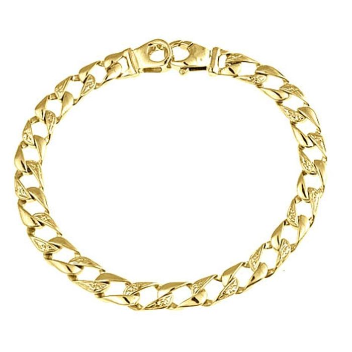Men's Flat Cuban Link Curb Bracelet 14k 