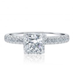 Details about   1.90 Ct Princess Cut Diamond 14K White Gold Over Cluster Halo Engagement Ring 